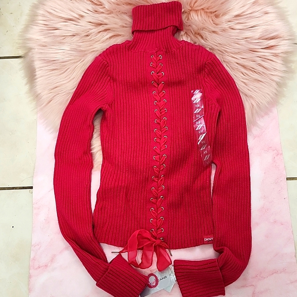 Brand New DKNY JEANS JUNIORS TURTLENECK KNIT SWEATER-XS